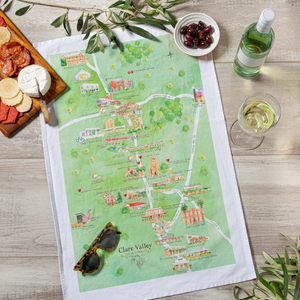 customised corporate or wedding guest gift Clare Valley tea towel with custom belly band set of 100