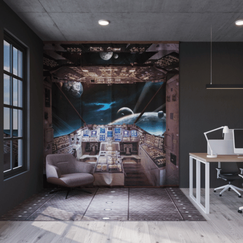3D Photo Background Space Station makes a cool office wall print