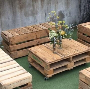 Furniture Hire - Pallet Crate Rustic Bench 118cm Melbourne Hire
