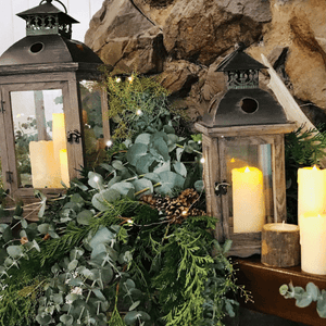 Rustic iron and wooden lanterns set of 2 Melbourne Hire perfect for Christmas