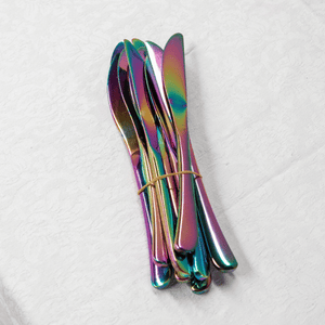 Rainbow iridescent cutlery ex-rental 