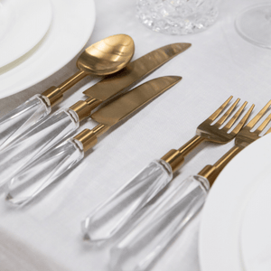 Cutlery Clear Perspex Gold 50 Piece Set
