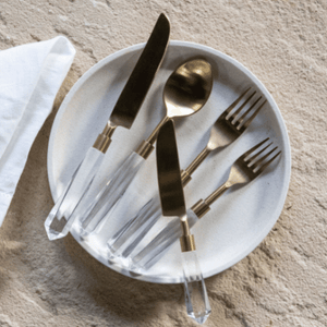 Cutlery Clear Perspex Gold 50 Piece Set