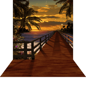 3D Photo Background Tropical Sunset Beach Scene Ex-Rental