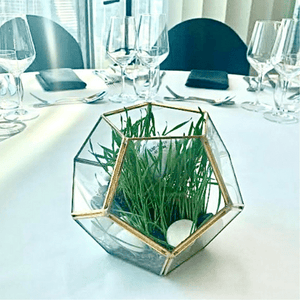 gold geometric pentagon glass centrepiece set of 8 melbourne delivery only