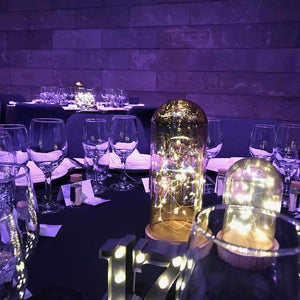 Lantern & Lighting Hire - Fairy Lighting Amber Glass Dome Cloche Christmas Decor Set Of 3 Melbourne Hire