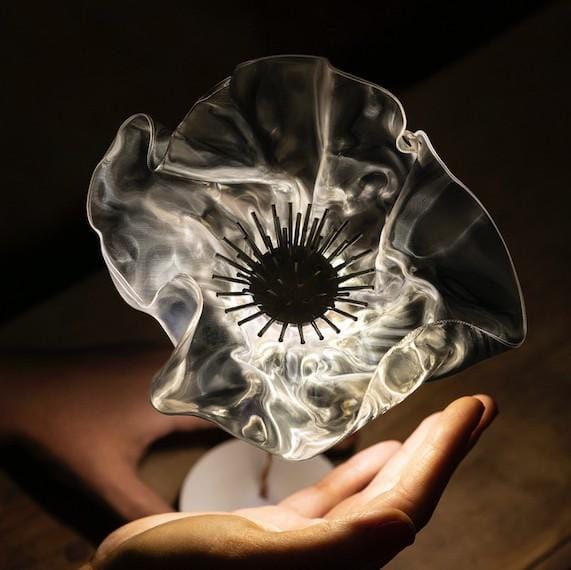 looks just like a poppy acrylic flower lamp cordless for events melbourne hire