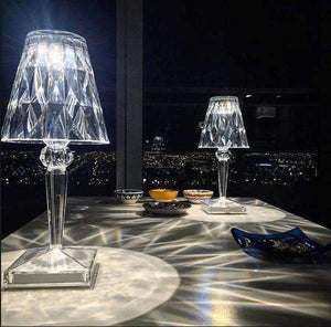 Lantern & Lighting Hire - Lamp 22cm Kartell Clear Crystal Battery-Powered LED Lampshade Melbourne Hire