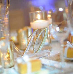 Table Number Hire Gold Rhinestone studded 10cm high for up to 20 tables ex-rental