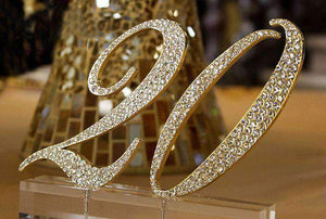 Table Number Hire Gold Rhinestone studded 10cm high for up to 20 tables ex-rental