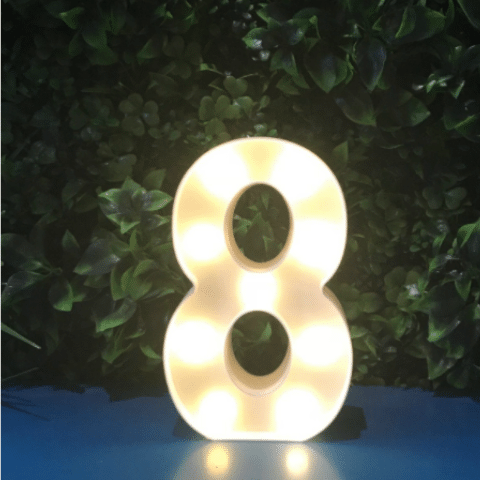 warm white LED cordless illuminated 22cm high table numbers for 10 tables melbourne hire